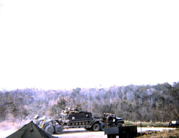 January, 1966
An APC catches a ride on a low-boy.
