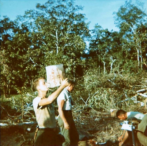 Cutting LZs
Setting up a new firebase is "thirsty" work.  This is likely LZ 11 Alpha.
