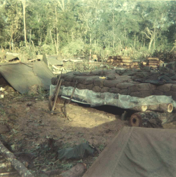 Digging in
Providing cover and concealment with logs, sandbags, and foxholes.
