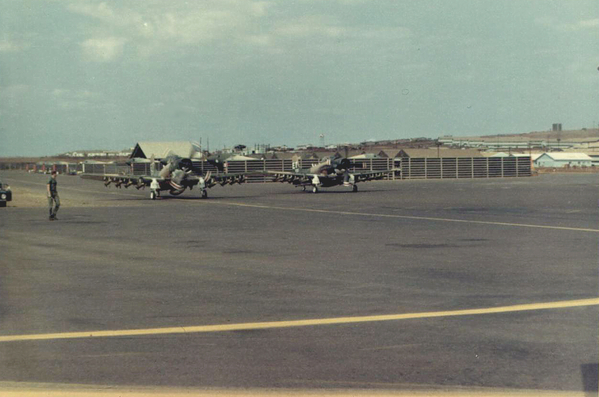 The Skyraiders
The A1E Skyraiders:  the biggest ground support payload and longest loiter time over target as controlled by the "Cider FACs".
