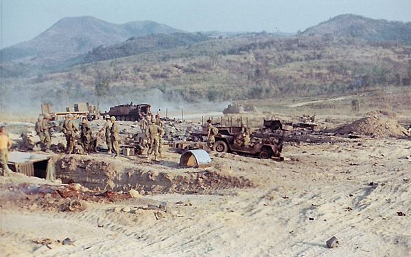 Ben Het Attack Aftermath
March, 1969.  Surveying the damage after the attack.
