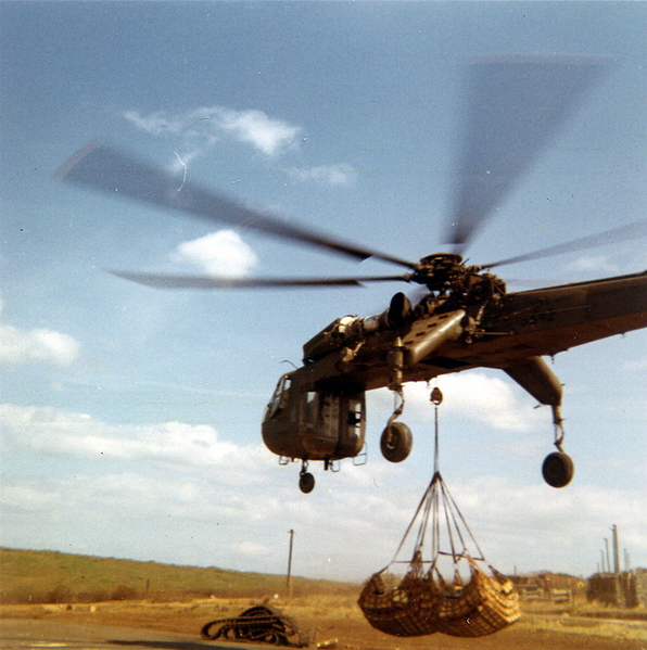 Easy pickings
A Sky Crane picks up a couple of cargo net loads.
