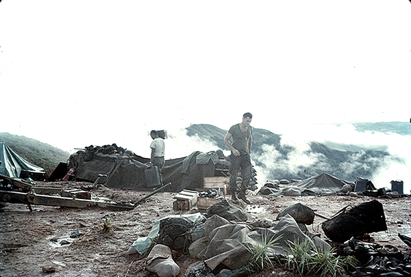 Tam Ky - Final LZ
The mountainous, and very uneven terrain of Tam Ky, was my last stop before DEROS.  It was the WORST LZ I have ever been on!  There was not enough flat, level ground to place six howitzers in the standard star formation.  Judging from the slushy ground and unkempt look of this position, this photo was taken after a very severe monsoon hit us.
