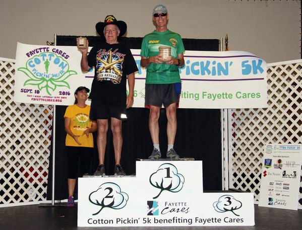 Still Running!
Well, Don gave up his #1 spot on the victory stand in this annual event.  At least the winner wasn't decked out infantry blue.  BUT...check out that Artillery ten-gallon hat on Don's head!  Wow!

Guess the #3 guy didn't finish at all...or was "finished" and carried off for last rites.
