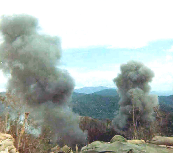 Artillery strike
Artillery rounds landing close to our perimeter.
