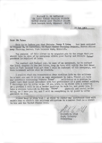 Don't Worry - we'll take good care of you
A template of a letter sent to the parents of all incoming draftees for basic training.  

How personal can you get?
