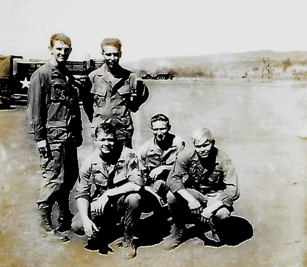 The Oasis Motor Pool, 1968-69
Standing - L to R: John Cashin, Sgt Quinn.  Others UNK
