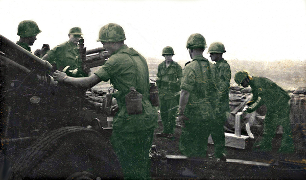 Lock & Load
The 500,000th round is getting ready to go on its way on 22Jan68
Pictured above at far left is J. William Ward, our photo contributor.
