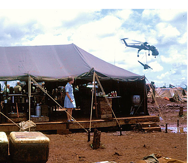 Compliments of Jenny Young
Donut Dolly Linda observes a Skycrane moving a howitzer. Could have been taken at Highlander Heights, Mary Lou, or Bison.
