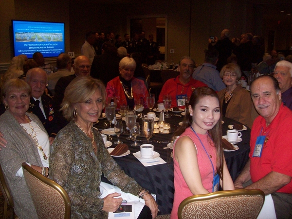 Saturday Evening Banquet
Lower Left to Right: Cindi Strong, daughter of Barb Keith, Barb Keith, Don Keith, Donut Dolly Jenny Young (with her guest Jack Schell), Dennis Dauphin, Jackie Dauphin, Mike Kurtgis, and Mercy Kurtgis.

Photo Courtesy of Joe Henderson
