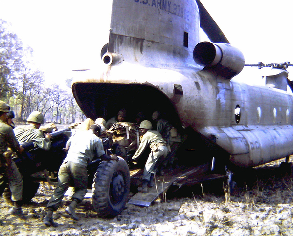 Heave-Ho!
Pushing the cannon into the rear hatch.
