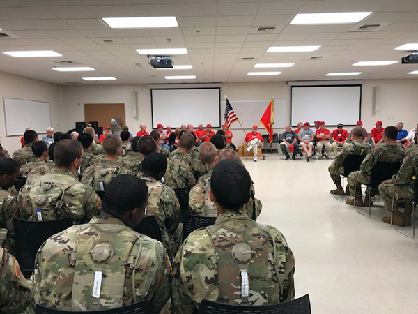 Open Forum
BCT Trainees listen intently to the Q&A session with our fellow redlegs.

Photo courtesy of Mike Kurtgis.
