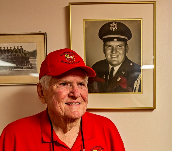 A Visit to the Orr Conference Room
Organizer Jerry Orr has been honored with a Battalion Conference Room named in his honor.

Here you see a "Now & Then" comparison as Jerry poses next to a very old photo (jus' kiddin')
