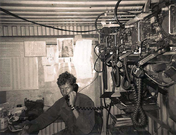 My name isn't George, but...
Sp4 Eugene ("George") Jarisch manning the horns in the FDC conex June '69.  George was the second most junior guy after me and had only been in FDC for a couple of months when I came in.  He was very bashful with a heavy Texas twang.  When he first joined the battery and was asked his name he said Jarisch, but it was heard as "George". He was too shy to correct anyone for a few weeks and by that time he WAS George from then on.
