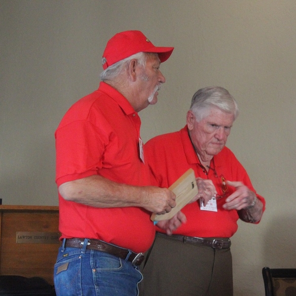 The Waldman Collection - We Arrive
Cowboy Danny Fort presents a plaque to Host Jerry Orr at the Lawton Country Club as thanks for all the hours, effort and coordination it took working with the Ft Sill staff to allow us on post for a historic reunion some 40-odd years after we served in Vietnam.
